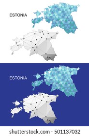 Estonia map in geometric polygonal style. Abstract gems triangle.