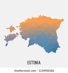 Estonia map in geometric polygonal,mosaic style.Abstract tessellation,modern design background,low poly. Geometric cover, mockup. Vector illustration.