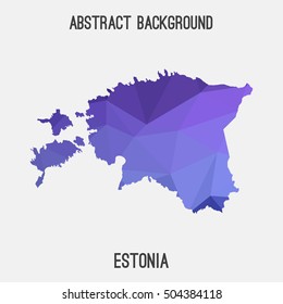 Estonia map in geometric polygonal,mosaic style.Abstract tessellation,modern design background,low poly. Vector illustration.