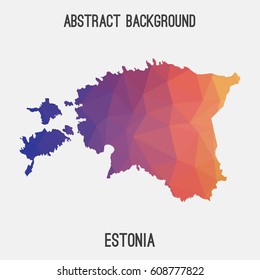 Estonia map in geometric polygonal,mosaic style.Abstract tessellation,modern design background,low poly. Vector illustration.