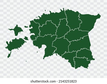Estonia map Green Color on White Backgound Png