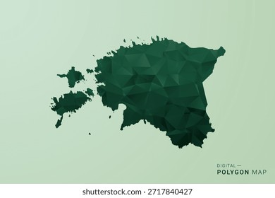 Mapa da Estônia - Ilustração do vetor do estilo do polígono verde, projeto geométrico do poly baixo com silhueta limpa no fundo verde macio.