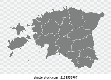 Estonia Map grey Color on White Background quality files Png