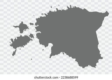Estonia Map grey Color on White no demarcation line Background  Png