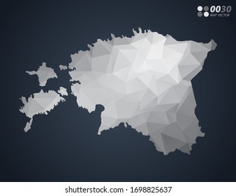 Estonia mapea mosaico triángulo rojo de polígono gris con fondo oscuro. vector de degradado de estilo.