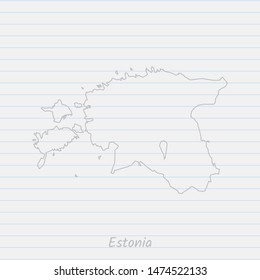 Estonia map hand drawn gray outline on notebook background. Vector Illustration EPS10.
