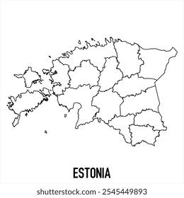 estônia mapa ícone isolado no fundo branco. Mapa da estrutura de tópicos. Ícone de linha simples. Ilustração vetorial