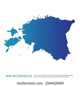 Estonia map , infographic style , blue gradient color , on white background with Map World. Wire frame 3D mesh ,
