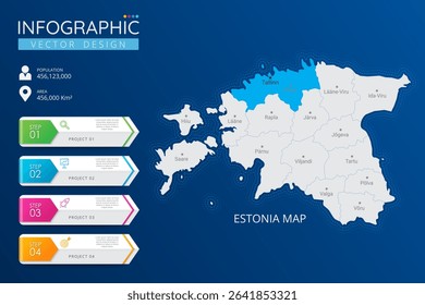 Estonia map with location pointer marks. High detailed country map with division, cities and capital infographic template. Vector illustration EPS10