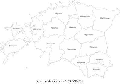 Estonia map with name labels. White background. Perfect for business concepts, backdrop, sticker, backgrounds, label, chart, poster and wallpaper.