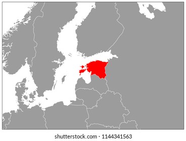 Estonia map on gray base 