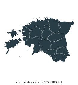 Estonia map on White background vector, Estonia Map Outline Shape Gray on White Vector Illustration, High detailed Gray illustration map Estonia.