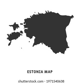 Estonia map on white background vector, Estonia Map Outline Shape Black on White Vector Illustration, High detailed black illustration map -Estonia.