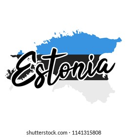 Estonia Map Silhouette Flag Button Vector Art Design Patriotic Symbol