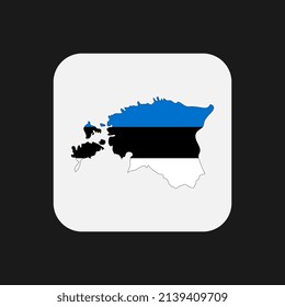 Estonia map silhouette with flag on white background