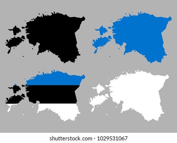 Estonia map silhouette with national flag decoration