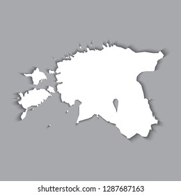 Estonia map silhouette with shadow effect. EPS10 vector with transparency organized in layers for easy editing.