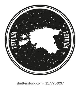 Estonia Map Symbol Round Design Stamp Travel and Business Badge.