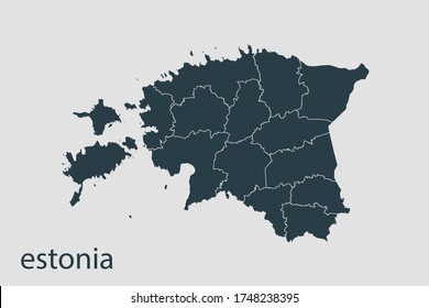 estonia map vector, Abstract design vector illustration Eps 10. Navy color.High Detailed on white background.