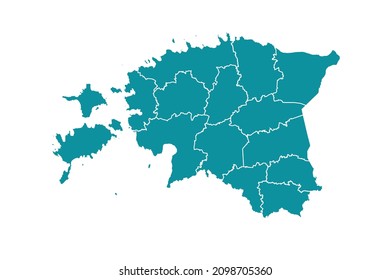 Estonia map vector, Abstract design vector illustration Eps 10. sea color palette color.High Detailed on white background.