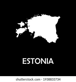 Estonia Map Vector - Blank Map of Estonia Europe Black Silhouette and Outline Eps Vector Isolated on White