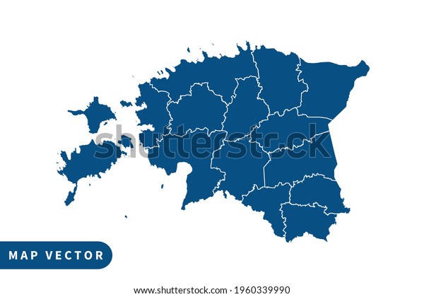 Estonia Map Vector Blue Color On Stock Vector (Royalty Free) 1960339990 ...