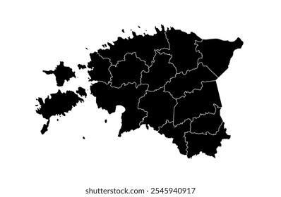Icono de Vector de mapa de Estonia. Mapa de Estonia Black Silhouette.
