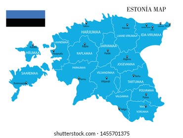 Estonia map vector illustration, cities map