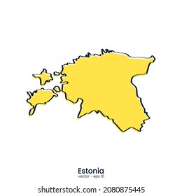 Estonia map vector illustration template design. Outline style.