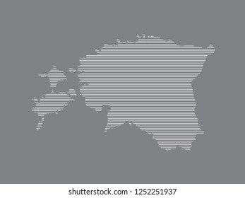 Estonia map vector illustration using simple straight lines of white color on dark background