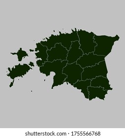 Estonia map vector, isolated Green color on gray background