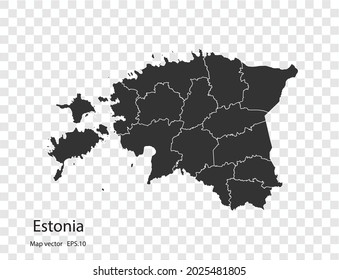 Mapa vectorial de Estonia, aislado en fondo transparente