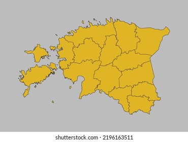 Estonia map vector, Isolated on gray background