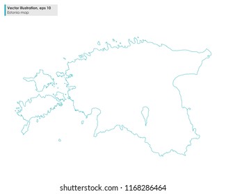 estonia map vector line illustration on white background