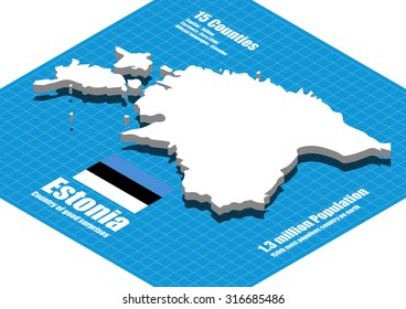 Estonia map vector three dimensional