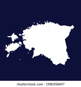 Estonia map vector. white color on blue background.