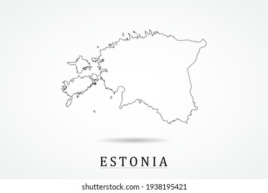 Estonia Map- World Map International vector template with thin black outline or outline graphic sketch style and black color isolated on white background - Vector illustration eps 10