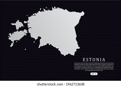 Estonia Map - World Map International vector template with White Color isolated on hexagon background - Vector illustration eps 10