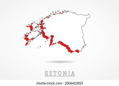 Estonia Map - World Map International vector template with red and outline graphic sketch style isolated on white background - Vector illustration eps 10
