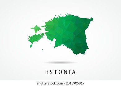 Mapa de Estonia - Mapa Mundial Plantilla vectorial internacional, estilo de polígono bajo con color verde aislado en fondo blanco - Ilustración vectorial eps 10