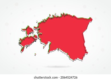 Estonia Map - World Map International vector template with including red, green and black outline sketch isolated on white background - Vector illustration eps 10