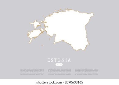 Estonia Map - World Map International vector template with white color and thin gold outline graphic sketch style isolated on grey background for design - Vector illustration eps 10