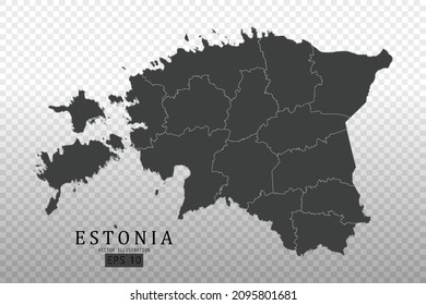 Estonia Map - World Map International vector template with High detailed including black and grey outline color isolated on transparent background - Vector illustration eps 10