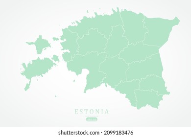 Estonia Map - World Map International vector template with High detailed including green and white outline color isolated on white background - Vector illustration eps 10