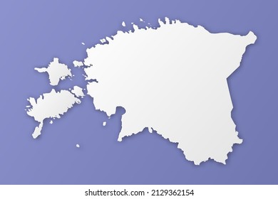 Mapa de Estonia - Mapa mundial Modelo vectorial internacional con estilo de papel que incluye sombra y color blanco sobre fondo morado para diseño, infografía, banner - Ilustración vectorial eps 10