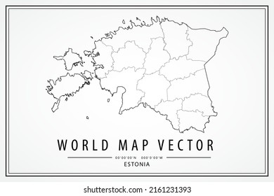 Estonia Map - World Map International vector template with High detailed thin black line and outline graphic sketch style isolated on white background - Vector illustration eps 10
