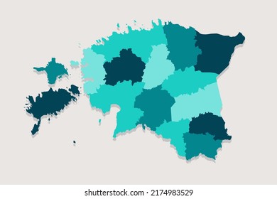 Mapa de Estonia - Mapa Mundial Modelo vectorial internacional con Alto detalle que incluye el color de contorno azul y verde aislado en fondo blanco - Ilustración vectorial eps 10
