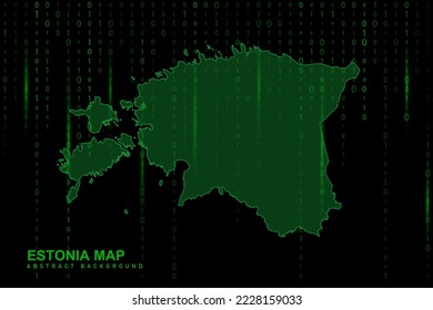 Estonia Map - World Map International vector template with Matrix green binary computer code background including light for design, website, hacker concept - Vector illustration eps 10