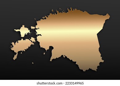 Estonia Map - World map International vector template with 3D, gold luxury style including shadow on black background for design, education, website, infographic - Vector illustration eps 10