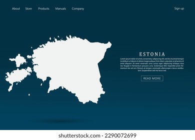 Estonia Map - World map international vector template with 3d white color on dark blue and green gradient color background for website template design, infographic - Vector illustration eps 10